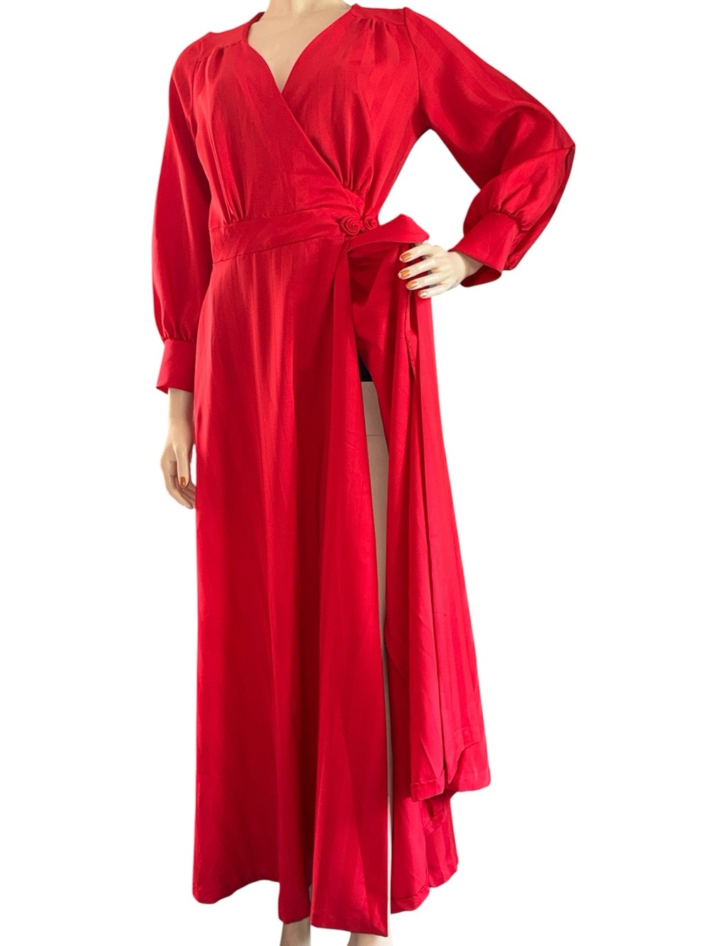 Vintage Red Striped Cinandre’ Lingerie Robe